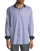 Men's Fitted Check Sport Shirt W/ Contrast Collar