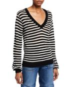 Sutton Striped V-neck Wool