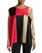 Divide & Conquer 3/4-sleeve Crinkled Tunic,
