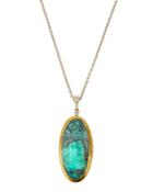 Galapagos Tall Oval Pendant Necklace, Turquoise