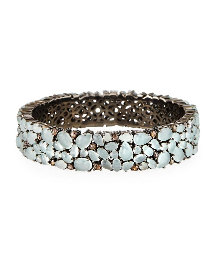 Aquamarine Hinge Bracelet W/ Diamonds