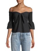 Say It Right Smocked Off-the-shoulder Babydoll Top