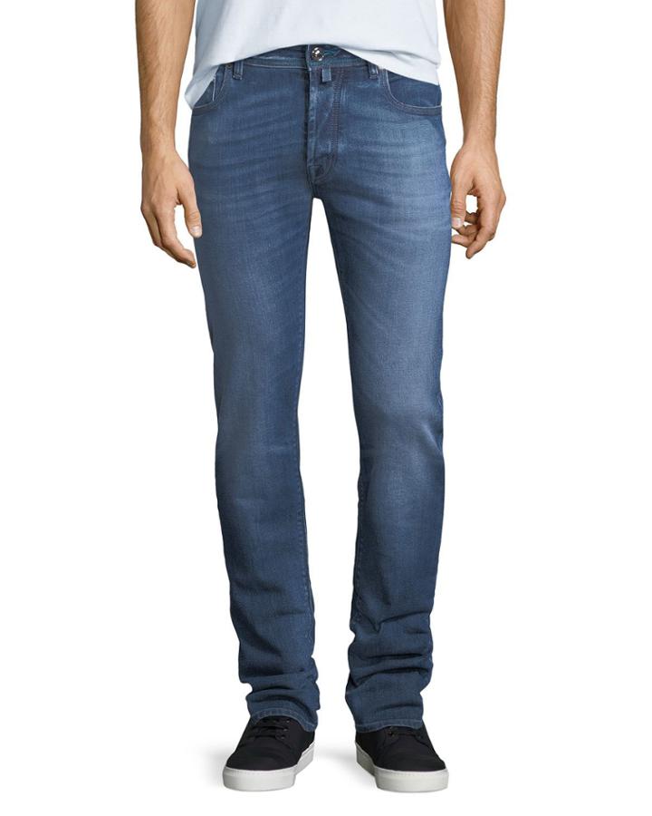 Washed Denim Straight-leg Jeans