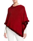 Studded Rabbit Fur-trim Poncho