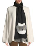Rabbit Fur Owl Applique Cashmere