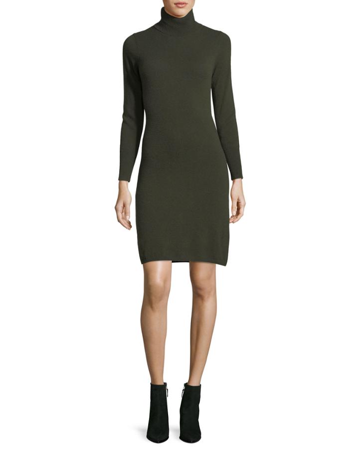 Long-sleeve Turtleneck Cashmere Dress