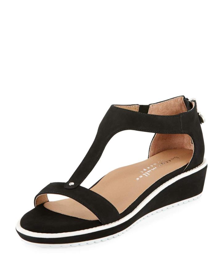 Tristan Suede T-strap Wedge