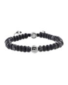 Men's Obsidian Bead Bracelet With Stainless