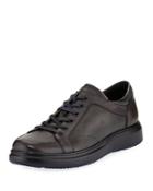 Smooth & Embossed Sneaker, Dark Gray