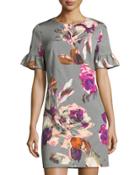Darling Ruffle-sleeve Floral Dress
