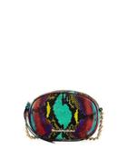 Charlee Python-embossed Crossbody Bag, Green/multi