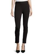 Seamed-detail Knit Leggings, Black