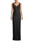 Sweetheart-neck Sleeveless Links Sequin Evening Gown