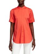 Theodora Mandarin Collar Button Down Blouse