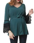 Maternity Clara Lace-cuff Peasant Blouse