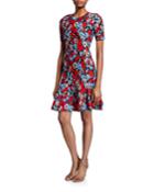 Poppy Jacquard Short-sleeve Fit-&-flare Dress