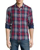 Joe's Jeans Plaid Woven Sport Shirt, Red/navy, Men's, Size: