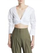 Elise Gathered V-neck 3/4-sleeve Crop Top