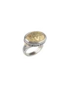 Carved Two-tone East-west Oval Ring,