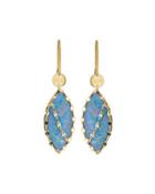 14k Frosted Marquis Boulder Opal Drop Earrings