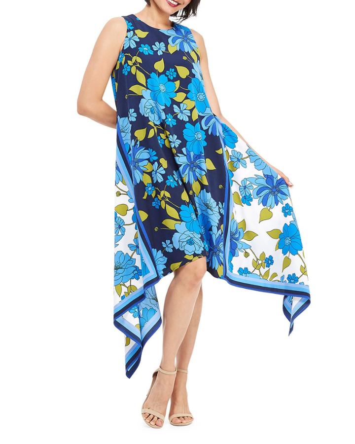 Asymmetrical Floral-print Dress