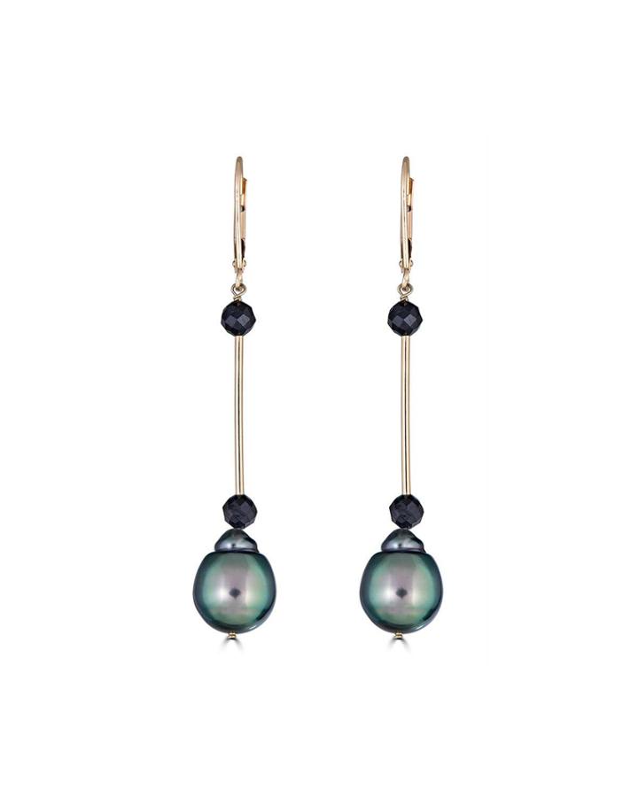 14k Black Spinal & Pearl Earrings