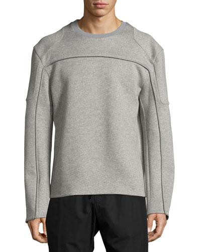 Reverse-seam M&eacute;lange Neoprene Sweatshirt, Gray