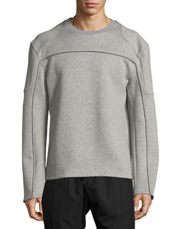 Reverse-seam M&eacute;lange Neoprene Sweatshirt, Gray