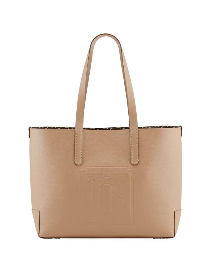 Tb Embossed Medium Tote Bag, Camel