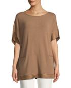 Faux-suede-trim Short-sleeve Tunic