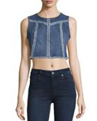Seamed Denim Cropped Tank, Denim