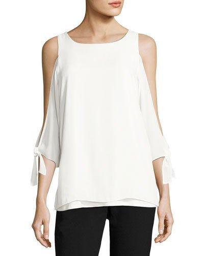 Cold-shoulder Knit Blouse