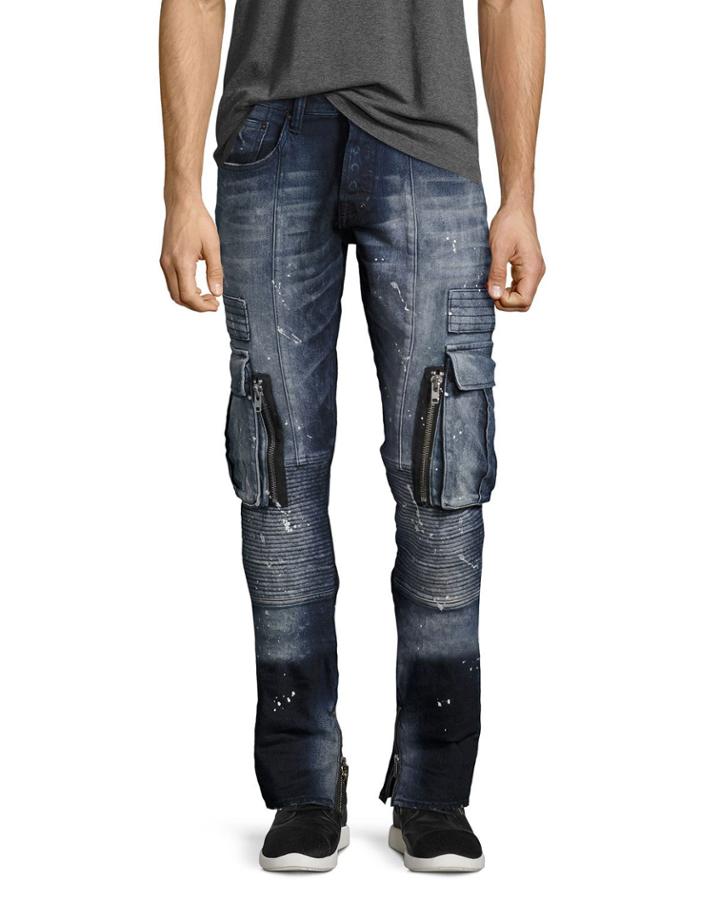 Windsor Skinny Stretch Moto Jeans, Icecap