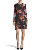 Floral Long-sleeve Fit-and-flare Dress