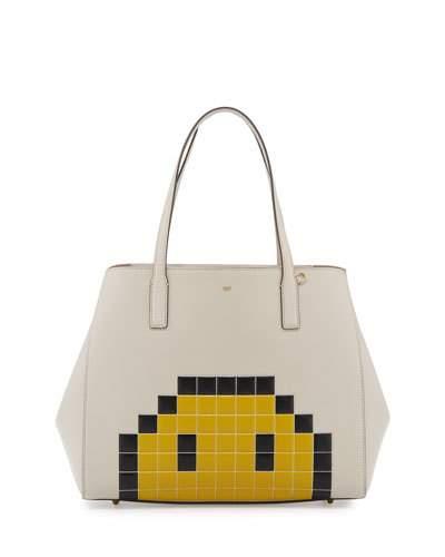 Ebury Pixel Simley Shopper Tote Bag, White