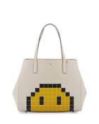 Ebury Pixel Simley Shopper Tote Bag, White