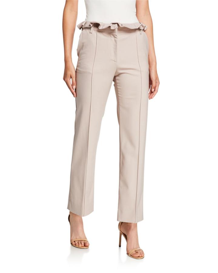 Ruffle Wool-blend Pants