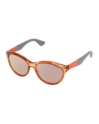 Transparent Cat-eye Plastic Sunglasses, Orange/gray/mirror