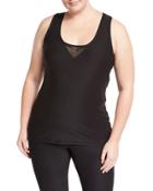 Mesh-panel Performance Racerback Tank, Black,