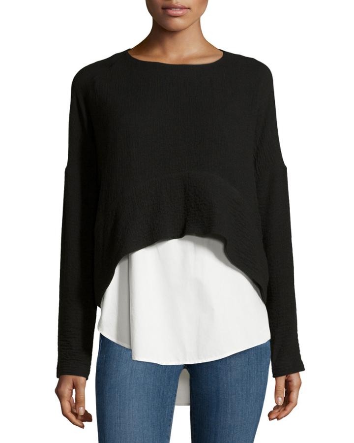 10 Crosby Derek Lam Drop-shoulder Layered Sweater, Black, Women's,
