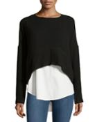 10 Crosby Derek Lam Drop-shoulder Layered Sweater, Black, Women's,