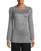 Eyelet Chevron Metallic Knit