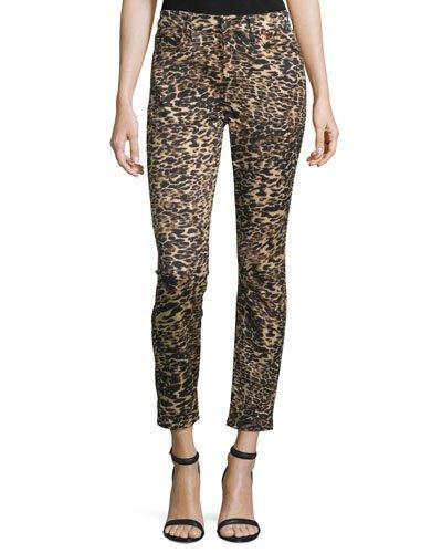 Leopard-print Skinny Ankle Jeans