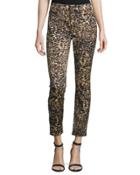 Leopard-print Skinny Ankle Jeans