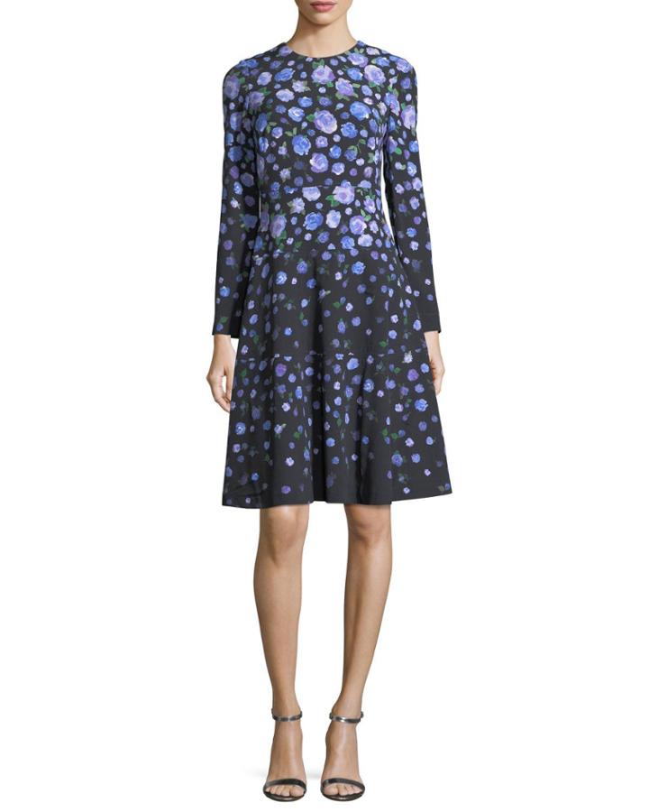 Long-sleeve Degrade Floral Dress