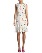 Sleeveless Watercolor Floral-print A-line Dress