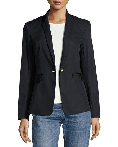 Windsor Single-button Cotton Blazer, Navy