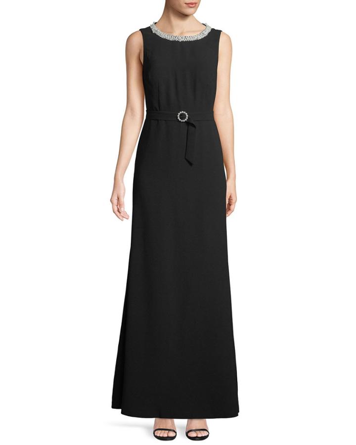 Belted Pearly-trim Gown