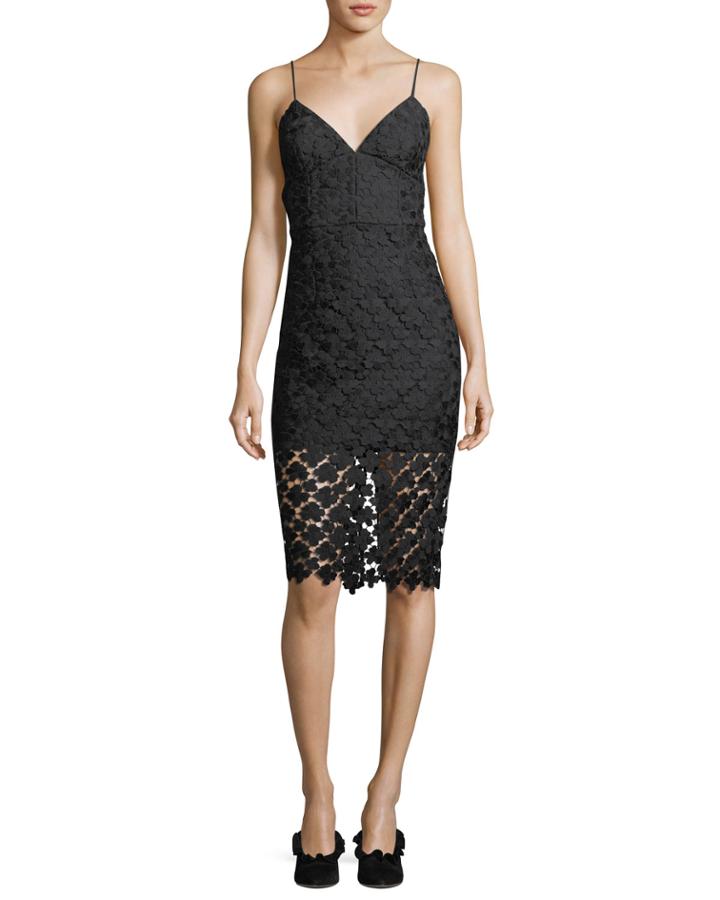 Scarlett Sleeveless V-neck Floral-guipure Cocktail Dress