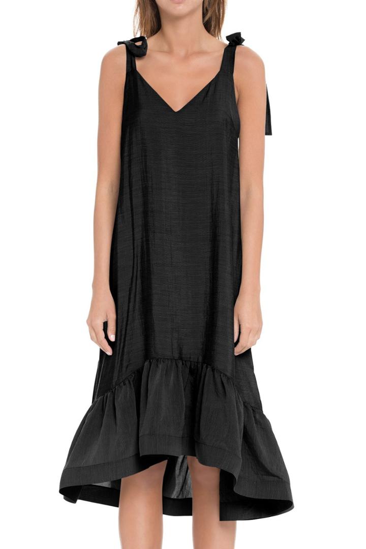 Tie-shoulder Flounce Dress
